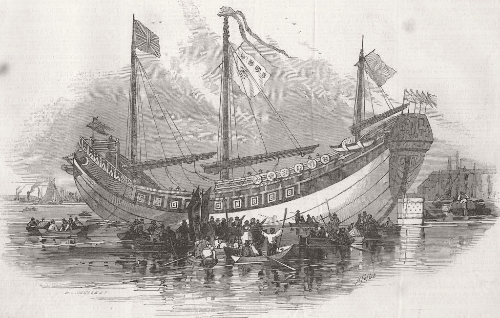 CHINA. The Chinese Junk Keying 1848 old antique vintage print picture